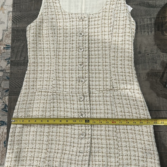 Reformation Jaine tweed gold and pearl tones Mini women Dress size 12